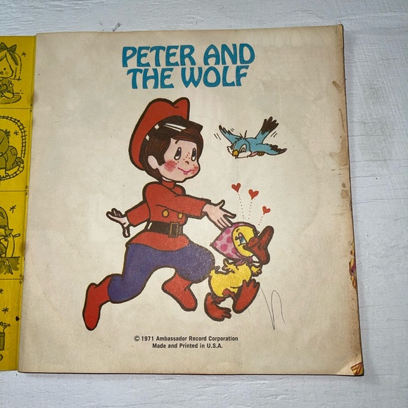PETER PAN Peter and the Wolf {1971} BOOK AND RECORDING Record 45 - Picture 6 of 8